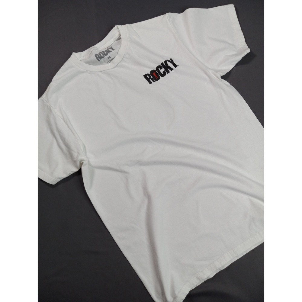 Rocky Balboa Movie Graphic T-Shirt Mens Medium White Cotton Boxing Quote Tee